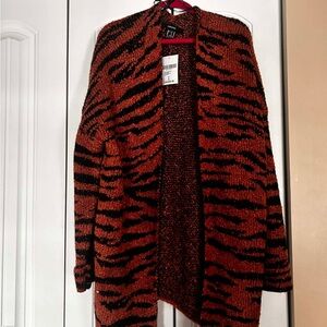 Forever 21 Black and Orange Striped Cardigan